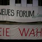 Original-Banner der Demonstrationszüge durch Halberstadt, Herbst 1989
