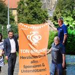 Auf einer Pressekonferenz stellten die Organisatoren das große Werbebanner für Ton am Dom 2024 vor